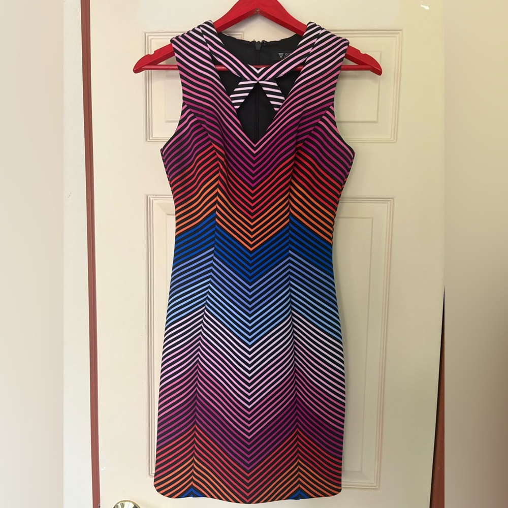 Guess Multicolor Chevron Midi Dress